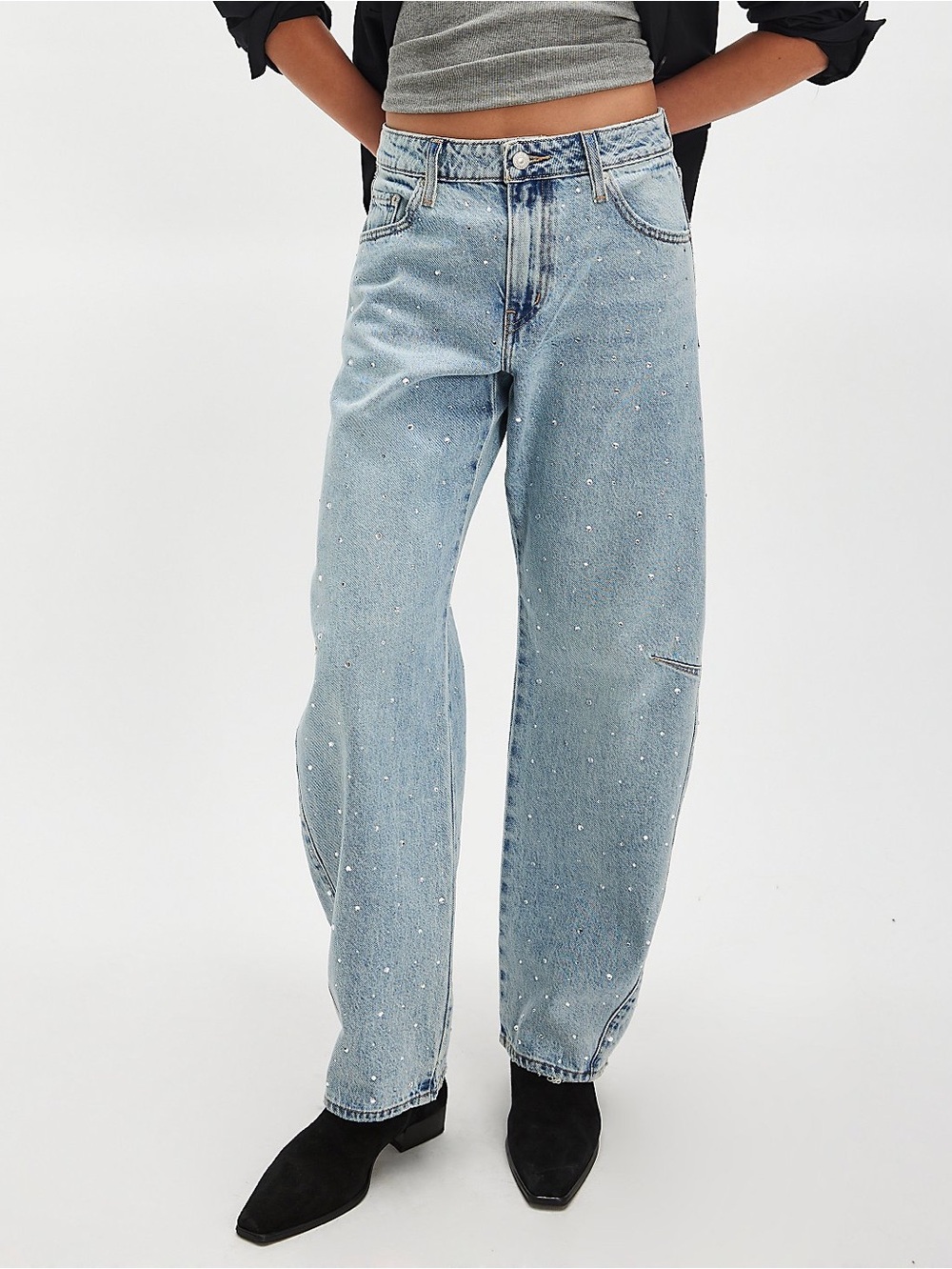 Levi baggy dad barrel rhinestone jeans